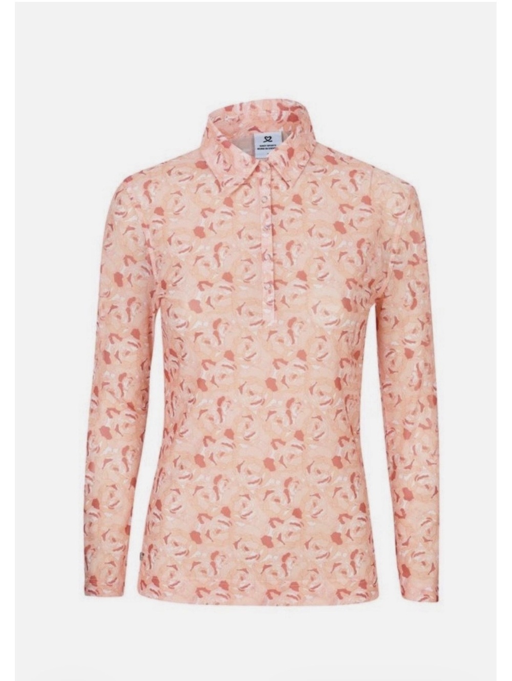 Daily Sports Breeze Floral Print Mesh Long Sleeve Polo Shirt Size Small